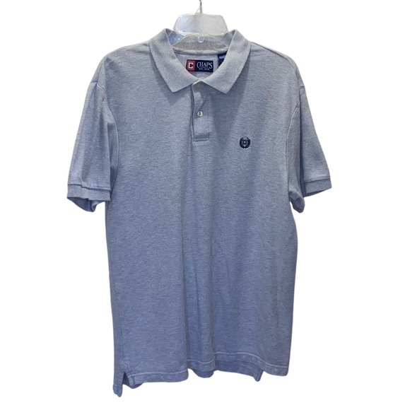 Chaps Mens Gray Short Sleeve Collared Polo Shirt Classic Logo Size L G - Picture 5 of 6